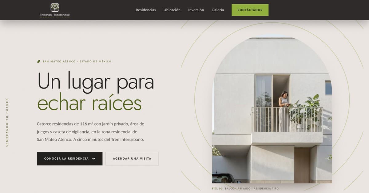 Encinas Residencial: Experiencia digital para presentar residencias y facilitar visitas.