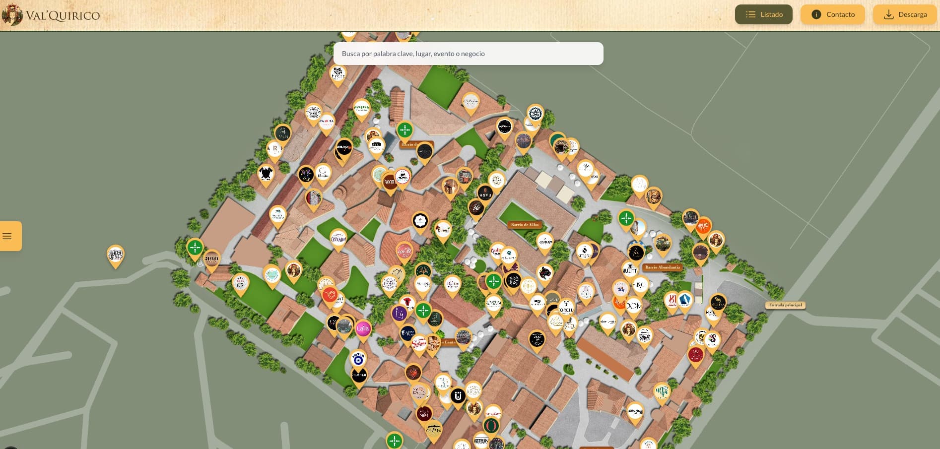 Mapa Val'Quirico: Mapa interactivo para descubrir lugares, eventos y comercios.